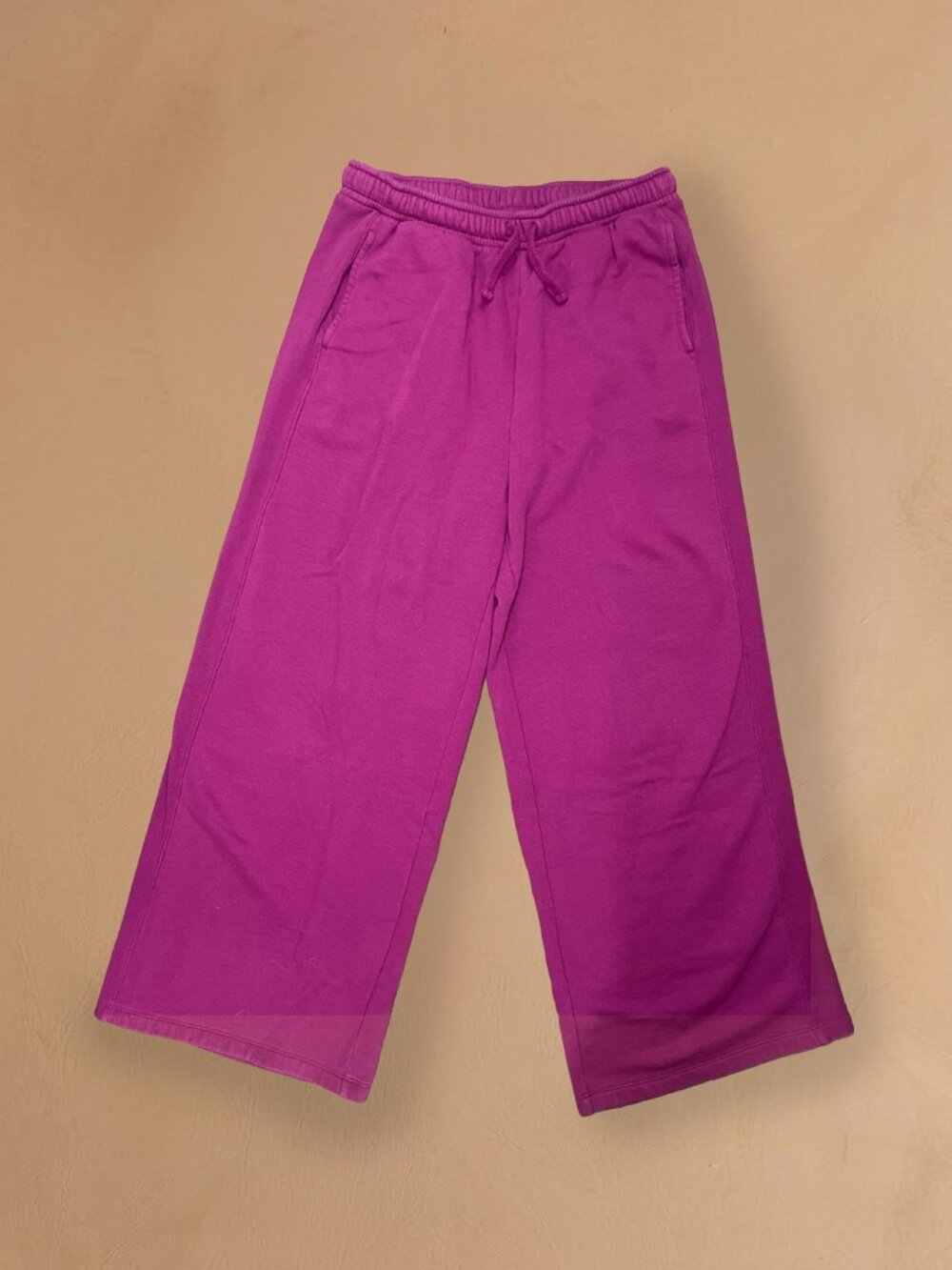 Bright Magenta Wide-Leg Fleece-Lined Sweatpants